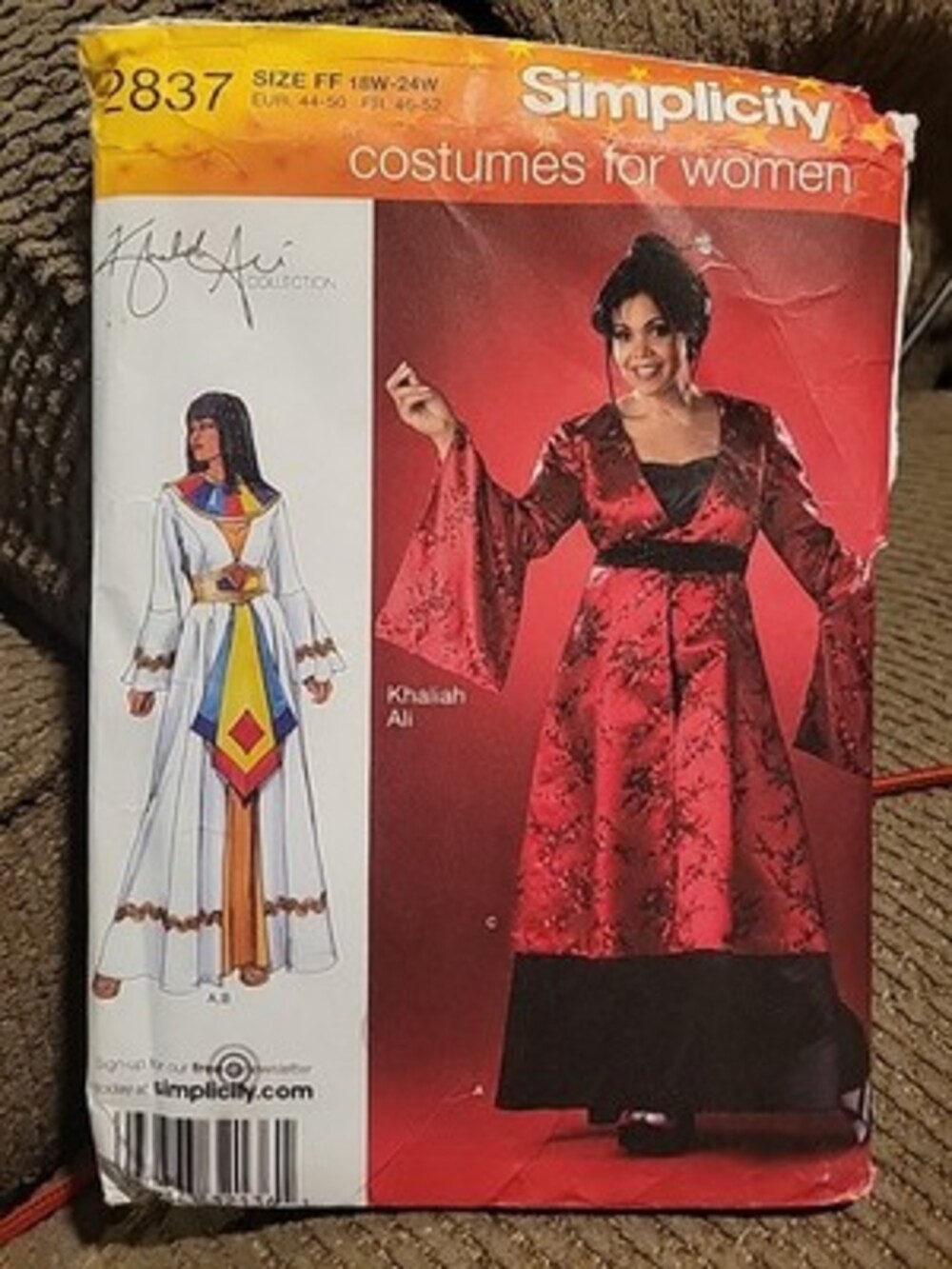 Simplicity Costume Pattern 2837 Cleopatra Kimono Gown Sz 18W-24W UC Khaliah Ali